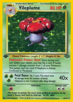 Vileplume Pokémon Jungle #15 1st Edition Holo