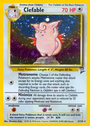 Clefable Pokémon Base Set 2 #5 Holo