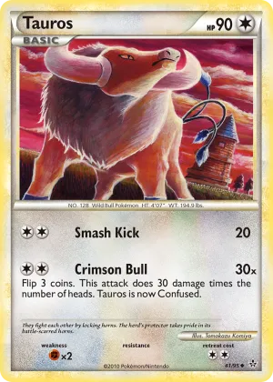 Tauros Pokémon HS—Unleashed #41 Reverse Holo