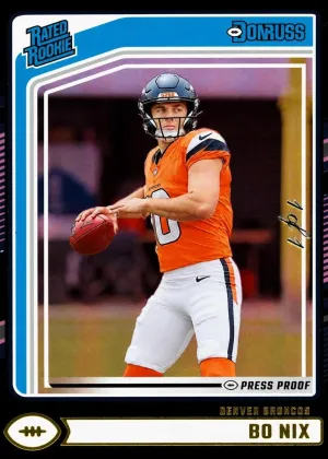 Bo Nix 2024 Panini Donruss Football Press Proof Black Die-Cut #369