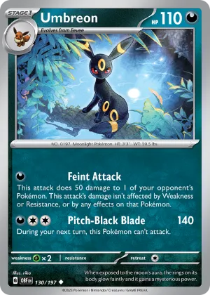 Umbreon Pokémon Obsidian Flames #130 Reverse Holo