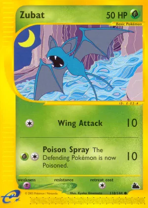 Zubat Pokémon Skyridge #118 Reverse Holo