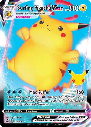 Surfing Pikachu VMAX Pokémon Celebrations #9 Holo