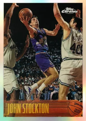 John Stockton 1996 Topps Chrome Basketball Refractor #123