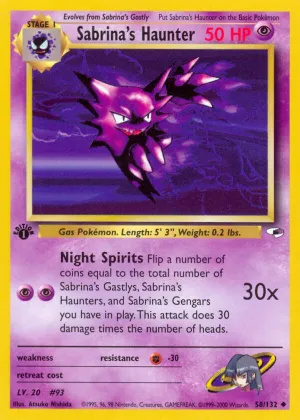 Sabrina's Haunter Pokémon Gym Heroes #58 1st Edition