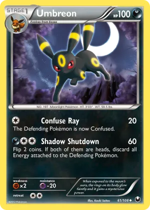 Umbreon Pokémon Dark Explorers #61 Reverse Holo