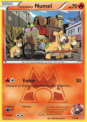 Team Magma's Numel Pokémon Double Crisis #1 Reverse Holo