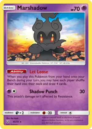 Marshadow Pokémon Shining Legends #45 Reverse Holo