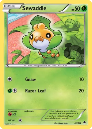 Sewaddle Pokémon Emerging Powers #4 Reverse Holo