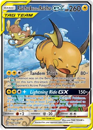 Raichu & Alolan Raichu-GX Pokémon Unified Minds #221 Holo