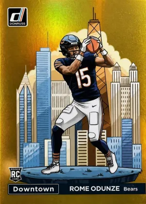 Rome Odunze 2024 Panini Donruss Downtown! Football Gold #15