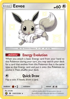 Eevee Pokémon Hidden Fates Shiny Vault #SV41 Holo