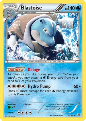 Blastoise Pokémon Plasma Blast #16 Reverse Holo