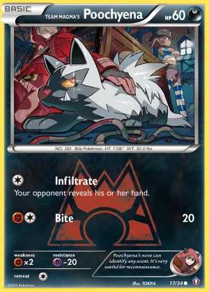 Team Magma's Poochyena Pokémon Double Crisis #17 Reverse Holo