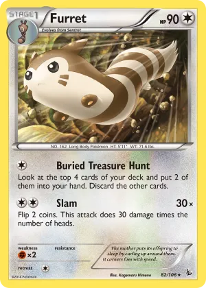 Furret Pokémon Flashfire #82 Reverse Holo