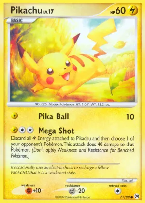 Pikachu Pokémon Arceus #71 Reverse Holo