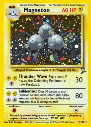 Magneton Pokémon Base Set 2 #9 Holo