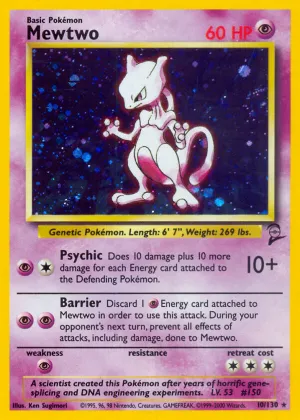 Mewtwo Pokémon Base Set 2 #10 Holo