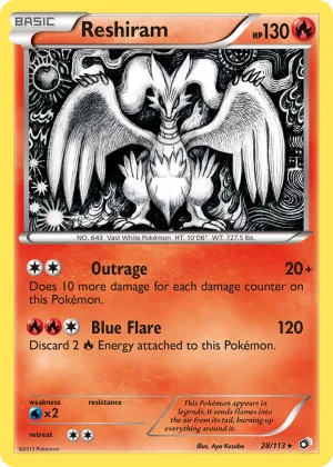 Reshiram Pokémon Legendary Treasures #28 Reverse Holo