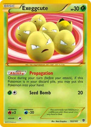 Exeggcute Pokémon Plasma Blast #102 Holo