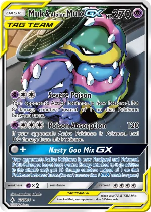 Muk & Alolan Muk-GX Pokémon Unbroken Bonds #197 Holo