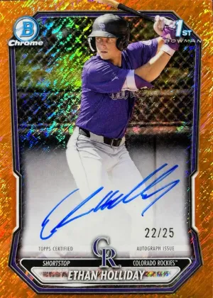 Ethan Holliday 2026 Bowman Chrome Prospects Autographs Baseball Orange Shimmer Refractor #CPA-EH