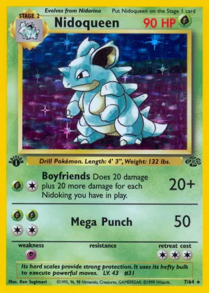 Nidoqueen Pokémon Jungle #7 1st Edition Holo