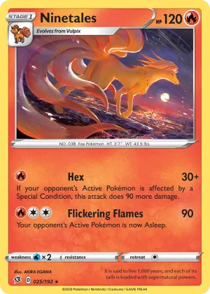Ninetales Pokémon Rebel Clash #25 Reverse Holo