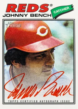Johnny Bench 2026 Topps Heritage Real One Autographs Baseball Special Edition Red Ink #77RO-JB
