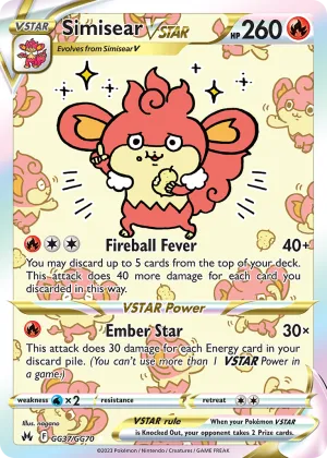 Simisear VSTAR Pokémon Crown Zenith Galarian Gallery #GG37 Holo