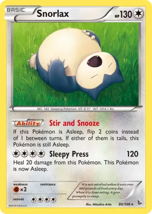 Snorlax Pokémon Flashfire #80 Reverse Holo