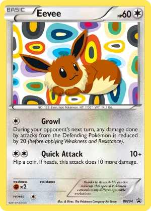 Eevee Pokémon BW Black Star Promos #BW94 Holo
