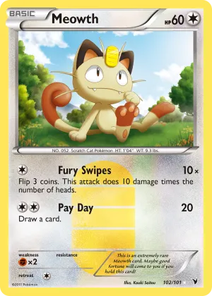 Meowth Pokémon Noble Victories #102 Holo
