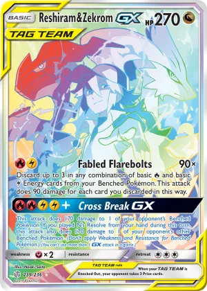 Reshiram & Zekrom-GX Pokémon Cosmic Eclipse #259 Holo