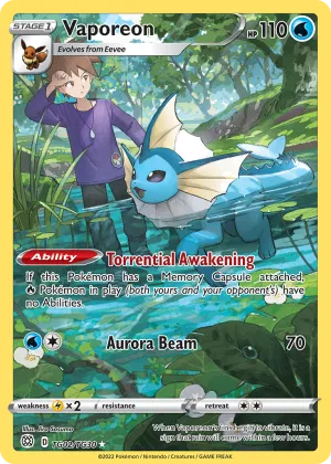 Vaporeon Pokémon Brilliant Stars Trainer Gallery #TG02 Holo