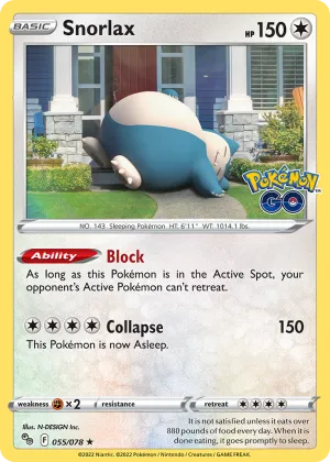 Snorlax Pokémon Pokémon GO #55 Reverse Holo