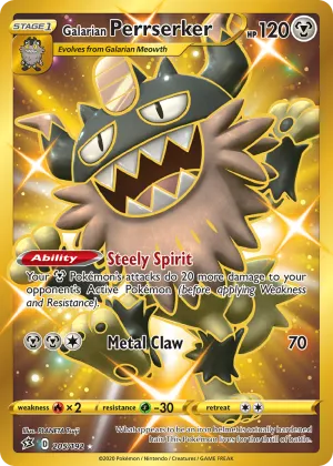 Galarian Perrserker Pokémon Rebel Clash #205 Holo