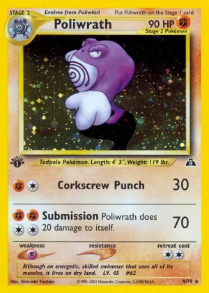 Poliwrath Pokémon Neo Discovery #9 1st Edition Holo