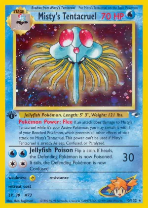 Misty's Tentacruel Pokémon Gym Heroes #10 1st Edition Holo