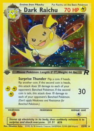 Dark Raichu Pokémon Team Rocket #83 Unlimited Holo
