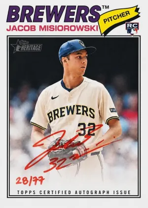 Jacob Misiorowski 2026 Topps Heritage Real One Autographs Baseball Special Edition Red Ink #ROA-JM