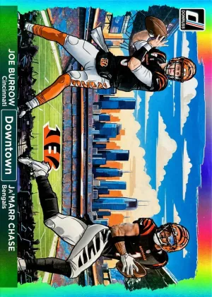Ja'Marr Chase / Joe Burrow 2024 Panini Donruss Horizontal Downtown! Football #4