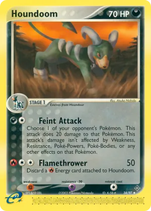 Houndoom Pokémon Dragon #34 Reverse Holo