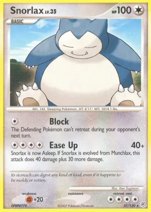 Snorlax Pokémon Diamond & Pearl #37 Reverse Holo