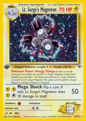 Lt. Surge's Magneton Pokémon Gym Heroes #8 1st Edition Holo
