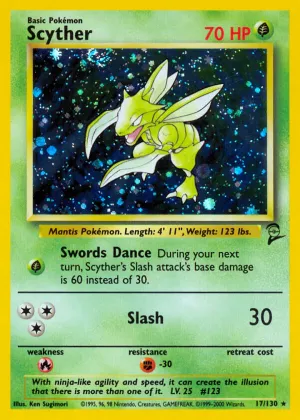 Scyther Pokémon Base Set 2 #17 Holo