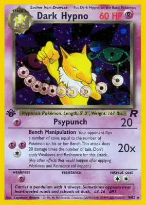 Dark Hypno Pokémon Team Rocket #9 1st Edition Holo