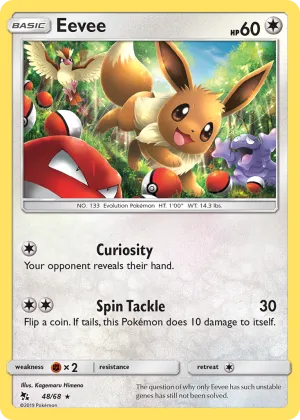 Eevee Pokémon Hidden Fates #48 Reverse Holo