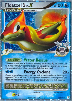 Floatzel GL LV.X Pokémon Rising Rivals #104 Holo