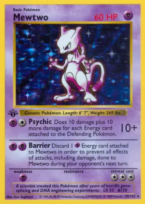 Mewtwo Pokémon Base #10 Holo